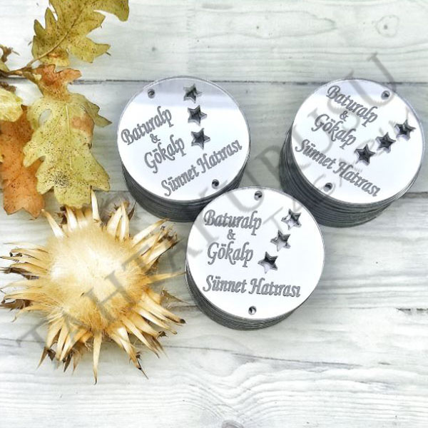 Pleksi ayna lazer kesim yıldızlı Yuvarlak